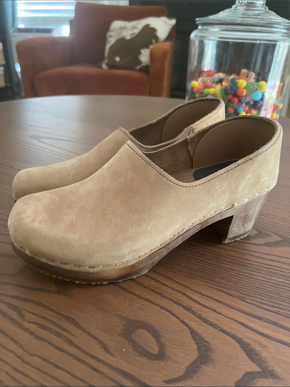 Sandgrens Nubuck Leather Austin Minimalist Clog Mules Size 7.5